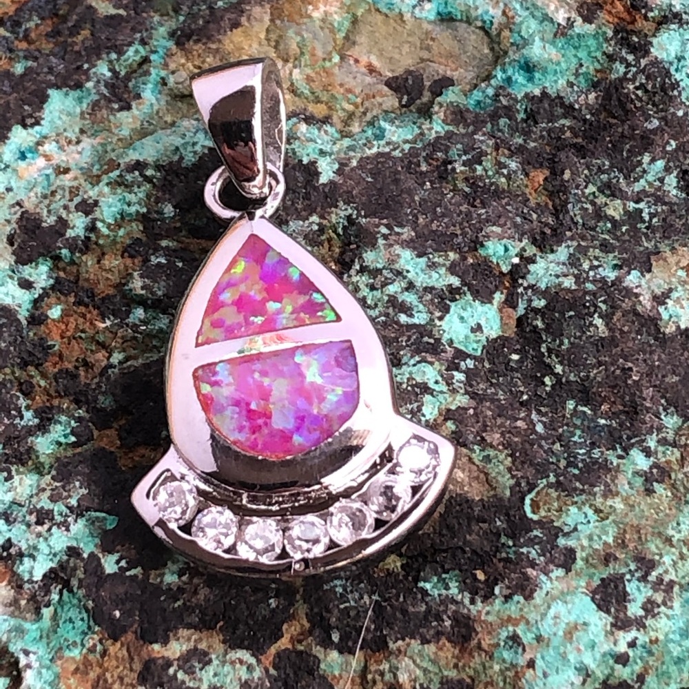 Opal Teardrop Sterling Pendant